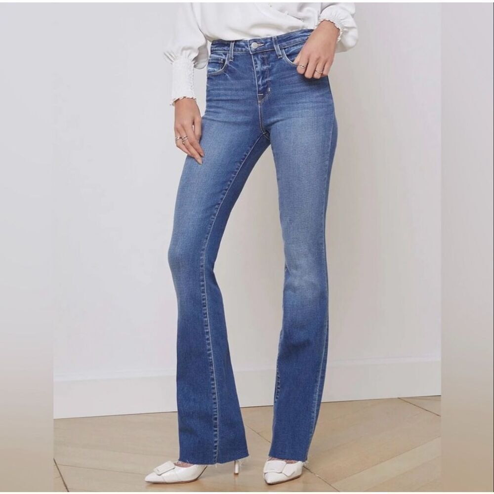 L’Agence Ruth High Rise Straight Leg Raw Hem Jeans sz 32 NWOT